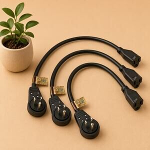 NWT Nekteck 1FT 14AWG Flat Plug Extension Cord 3-Prong 15A Black UL Certified